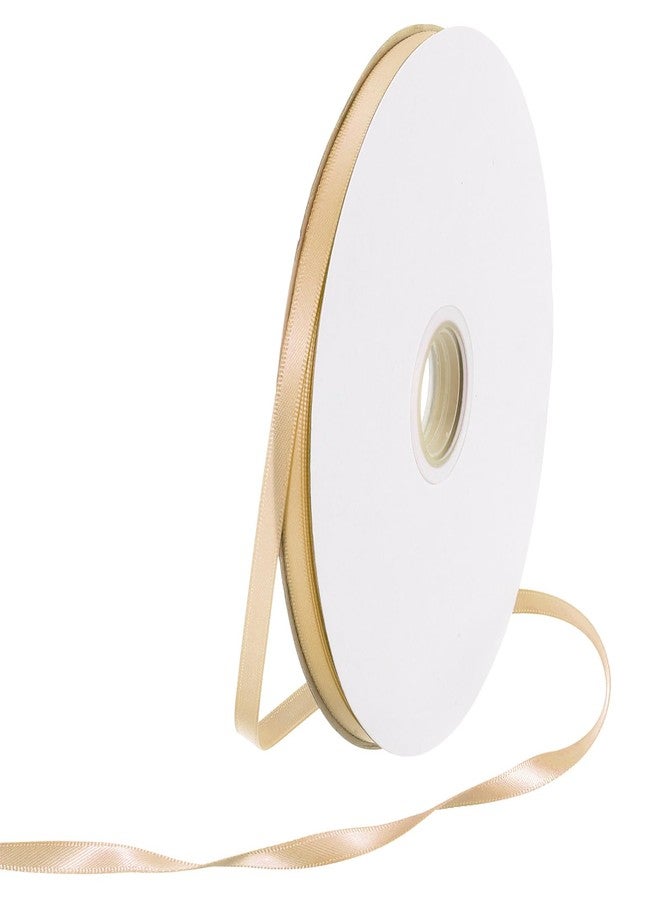 Rebower 1/4 Inch 70 Yard Satin Ribbon Thick Double Face Grosgrain Silk Ribbon, [for Gift Wrapping, Hair Bows, Wedding, Cake, Flower] - Champagne - Image 1